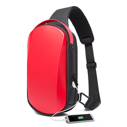 BANGE Sling Bag Waterproof Shell Crossbody Bag Backpack for Men with USB Charging Port