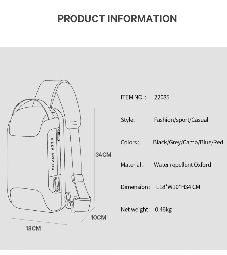 Roomy & Organized Pockets: 6.7"L x 3.2"W x 13.4"H. Mens Crossbody Bags has a main compartment for your clothes, books, lunchbox and other daily necessities. With several functional pockets, you can hold your small items perfectly, such as coins, cell phone, keys, pens, etc. Side pockets for quick access to your daily items