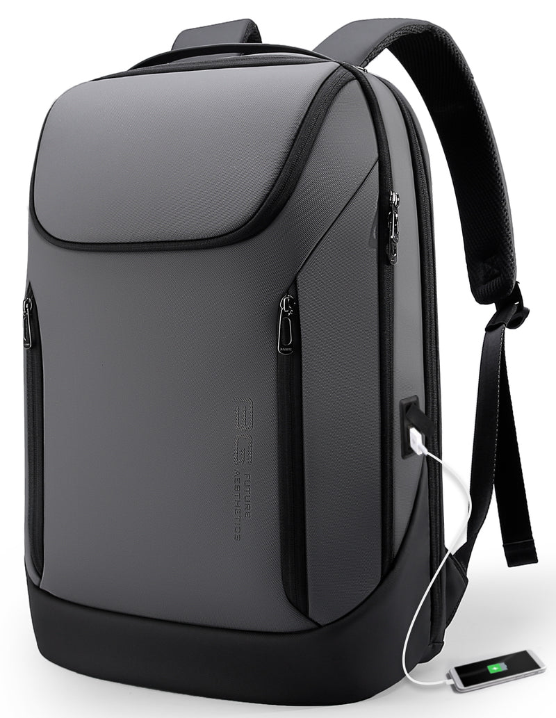 backpack with laptop sleeve and charger BANGE Business Waterproof Backpack Suitable for 15.6inch Laptop Backpack with USB charging, Grey