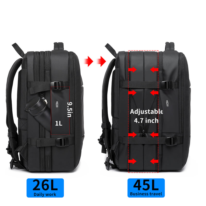 Travel Carry on Backpack 50L Expandable Flight Approved Backpacks 17.3 inch  Laptop and USB Charging Port bags Water Resistant Business Back Pack for