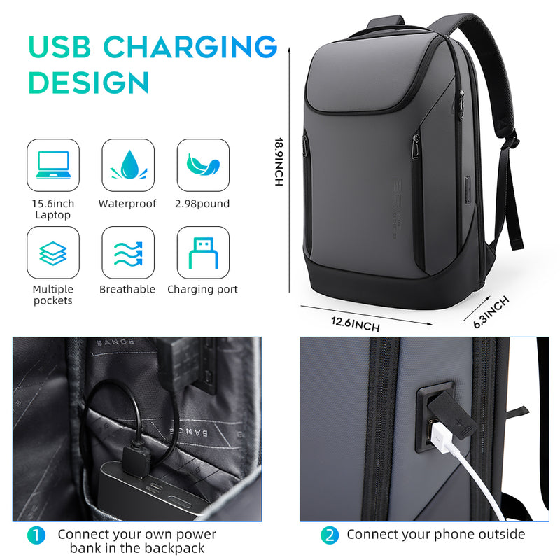 BANGE  Business Waterproof Backpack Suitable for 15.6inch Laptop Backpack with USB charging