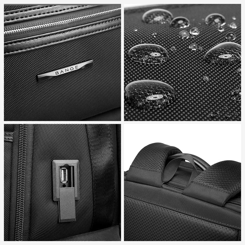BANGE Laptop Backpack for Men，Business Travelling Backpacks with USB Charger Port,Weekender Carry-On Luggage Backpack