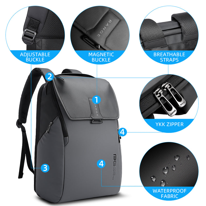 BANGE 15.6 inch laptop backpack for man,short journey waterproof bag pack
