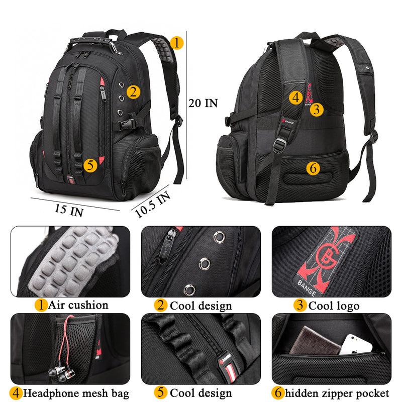 BANGE Large Laptop Backpack 17 inch Durable XL Heavy Duty Travel Backpack BANGE Large Laptop Backpack 17 inch Durable XL Heavy Duty Travel Backpack
